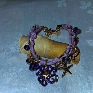 Lavender and Gold Ocean Charm Bracelet
